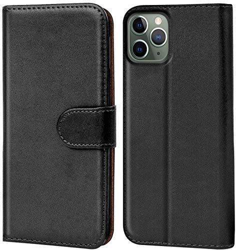 Verco iPhone 11 Pro Max Hülle, Handyhülle für Apple iPhone 11 Pro Max Tasche PU Leder Flip Case Schutzhülle Brieftasche (6,5 Zoll) - Schwarz