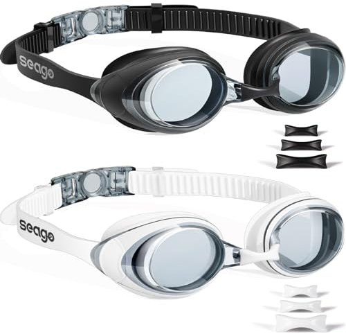 Seago Occhialini Nuoto 2 Pack, Occhialetti Piscina Fit Confortevole Antiappannante Protezione UV per Adulto Uomo Donna Junior, Occhialini Piscina per il Nuoto Quotidiano, Piscina