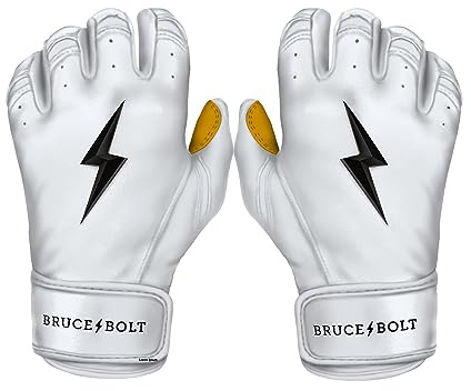 BRUCE BOLT Original Series Short Cuff Batting Gloves - Classic Edition - Solid White - Youth Medium