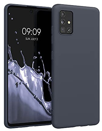 kwmobile Hülle kompatibel mit Samsung Galaxy A51 Hülle - weiches TPU Silikon Case - Cover geeignet für kabelloses Laden - Heidelbeerblau