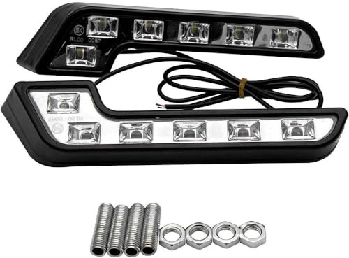Riloer 6led Car Drl Daytime Running Lights Headlight Dc 12v, Car Daytime Running Light, Waterproof 12v Driving Head Lights White, Super Bright For Truck Tractor Boat Suv Atv(2PCS)