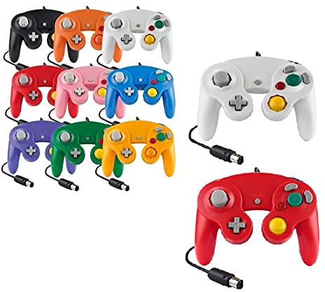 Controller per Game Cube bianco e switch con cavo Gamepad Joypad (rosso/bianco)