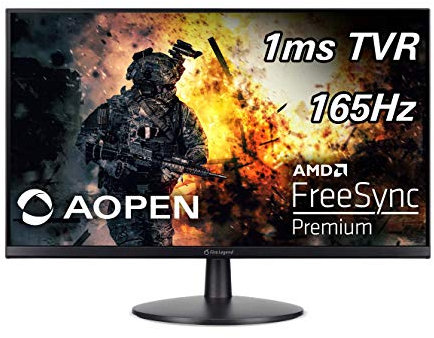 AOPEN 24MV1Y Pbmiipx 23.8 Full HD (1920 x 1080) FPS RTS Gaming Monitor | AMD FreeSync Premium Technology | Up to 165Hz | 1ms | VESA and Tilt Compatible I 2 x HDMI Ports & 1 x Display Port, Speakers