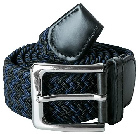 Matec 1 x Schwarz Blauer Stretchgürtel mit 110 cm Gesamtlänge und 3,5 cm Breit elastisch geflochten und dehnbar!