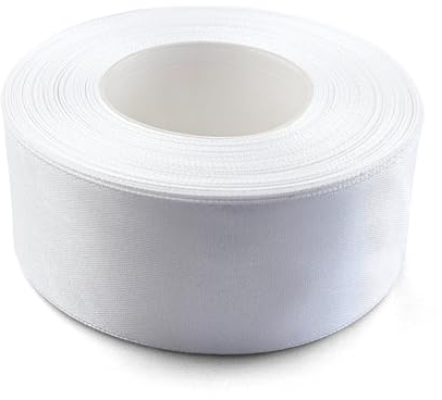 Netuno 1x Satinband Weiß 38 mm x 32 m Schleifenband weißes Geschenkband Dekoband Stoffband bunt Satinrolle weißes Satinband weiße Schleife Hochzeit Taufe Geburtstag Weihnachten Ostern Geschenk
