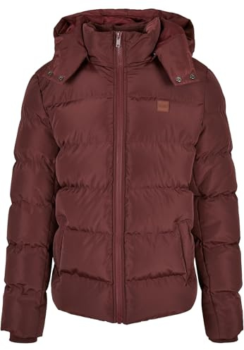 Urban Classics Hooded Puffer Jacket with Quilted Interior Veste, Cerise, XL Homme