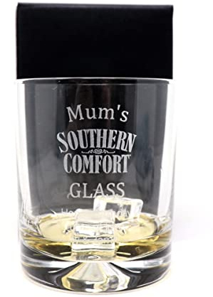 Regalo Personalised 9oz Dimple Whiskey Tumbler - Southern Comfort Design | Laser Engraved, Add a Name & Message of Your Own | Glass Only, Drink Not Included | 18+ (Cardboard Gift Box)