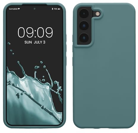 kwmobile Schutzhülle kompatibel mit Samsung S22 Hülle - Silikon Case Handyhülle S22 - Handyhülle Samsung S22 weiche Oberfläche - kabelloses Laden - Arctic Night