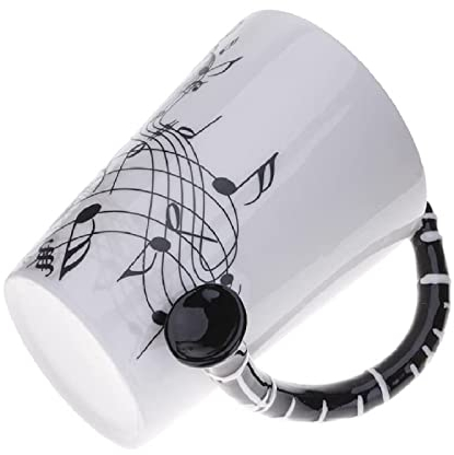 eKsdf 280 ml Keramik Kaffeetasse Espressotassen Musik Kaffeebecher Schwarz mit Klarinette Henkel Lustige Steingut Tassen Teetasse Geschenk für Frauen Papa Oma Opa (Typ-2)