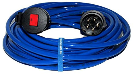 Hilark Rallonge Enrouler Electrique H07BQ-F 5g2,5 mm (5x2,5 mm²) 400V 16A IP44 Bleue – Cordon prolongateur Câble en polyuréthane pour Chantier, Industrie, extérieur (50 mètre, Bleu)