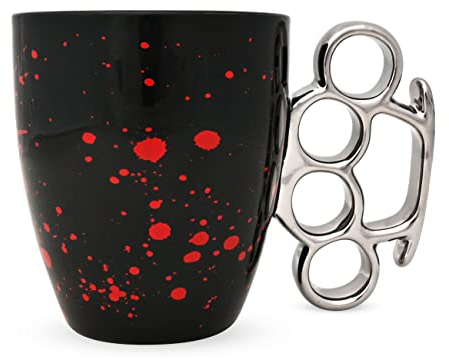 GROSSE Schlagring Tasse 0,5 Liter aus PORZELLAN schwarz