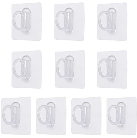 INCREWAY Adhesive Round Hooks, 10PCS Durable Acrylic Self Adhesive Hooks Wall Hooks Nail Free Hooks for Kitchen Bathroom