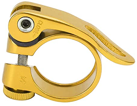 Agatige Fahrrad-Sattelstützenklemme, Schnellspanner-Sattelklemme aus Aluminiumlegierung für Straßen-Mountainbike XT-C68 31,8 mm(Golden)