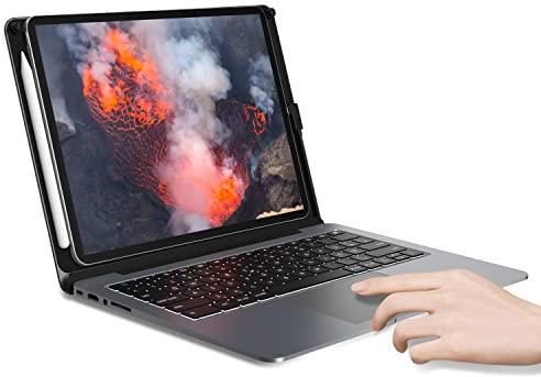 doqo Tastatur-Hülle für iPad Pro 12,9 Zoll mit Multi-Touchpad, 8-in-1-Hub-Tastatur für iPad Pro 12,9 Zoll (6./5./4./3. Generation) (Aluminiumlegierung, Spacy Gray)