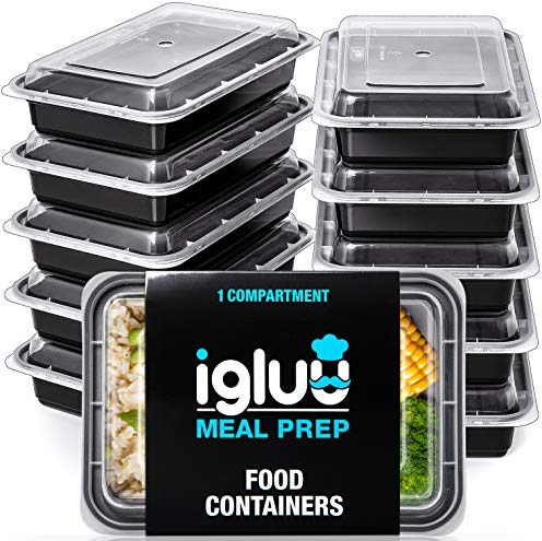 Igluu Meal Prep Containers Reusable 20 Pack 1-Compartment 828ml (28oz) BPA-Free Food Prep Containers with Airtight Lids – Durable Plastic, Stackable, Microwave, Freezer & Dishwasher Safe