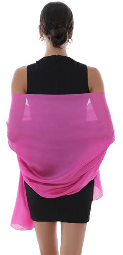 RIIQIICHY Écharpe Femme Pashmina Rose Étole Robe de Soirée Chale Mariage Festive Foulard Mousseline Léger Long