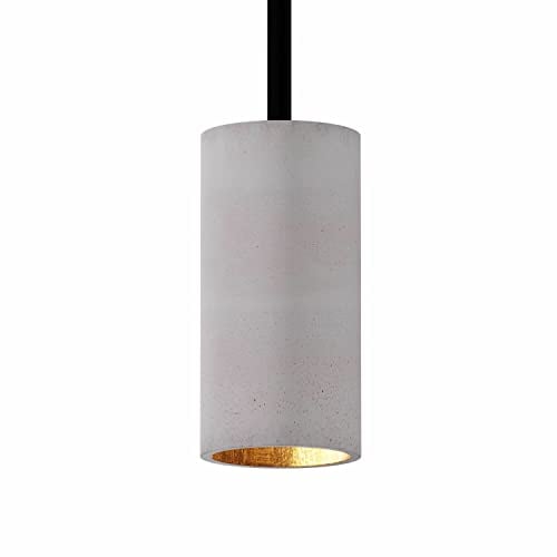 Betoniq Pendelleuchte Beton modern klein NARA13 außen grau innen gold - Industrial Design Betonlampe Hängelampe mit LED Glühbirne und Fassung GU10 - Hängeleuchten & Pendelleuchten in Betonoptik