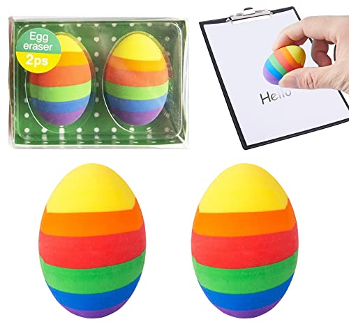 Qunkun Ostern Radiergummi Osterei, 2 Stück, Radierer Deko, Kinder, Ostern Dekorationen, Geschenke, Multicolored, Kautschuk