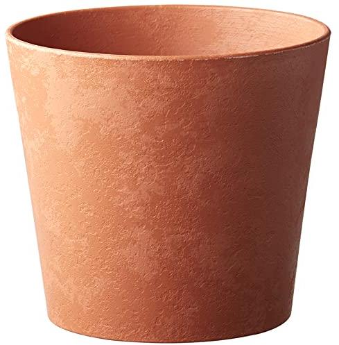 POETIC- Cache Pot Rond d'intérieur - Cache Pot Finition marbrée Naturelle - Coloris Terracotta - Ø14,5 x H.13,1 cm - en Plastique 100% recyclé