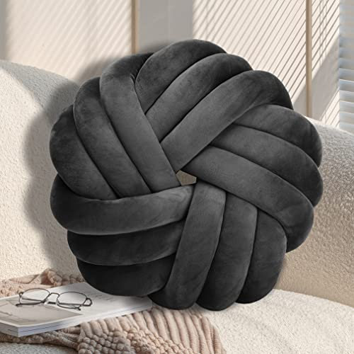GYCS Knot Cushion, Soft Plush Cushion, Knotted Cushion, Decorative Cushion for Sofa, Bed, Decorative, Knot Cushion, Throw Cushion for Home Decoration, Bedroom, Couch,Gray a,30cm