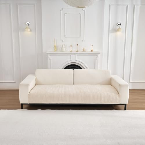 Weiche Chenille Sofabezug - Das neue Four Seasons Sofa überzug Universal Antirutsch Couch überzug 1 2 3 4 Sitzer, Sofa Sitzkissenbezug Sofaüberwürfe L Form Möbelschutz für Wohnzimmer (Beige Weiß)