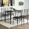DORAFAIR Küchentisch Tisch Stuhl Set mit Tisch und 4 Stühlen, Schwarze Marmorierter Esstisch und Stühle, Schwarze Metallbeine,Essgruppe für Esszimmer,Wohnzimmer