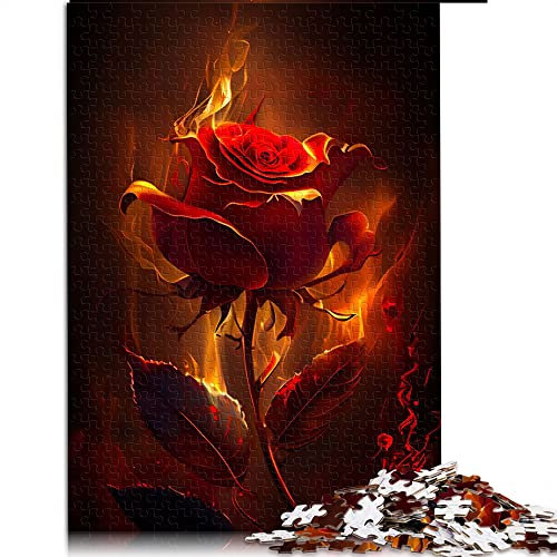Puzzle 1000 Pièces Puzzles Burning Rose Puzzle pour Adultes Bois Jigsaw Jouet Décoration Murale (Taille 50x75cm)