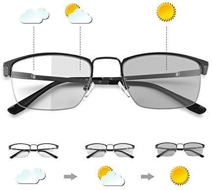 MIRYEA Federscharniere Photochrome Progressive Multifocus Uebergang Lesebrille Blau Licht Blockieren Multifokale Brillen