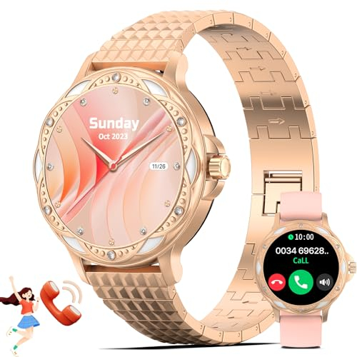 Montre Connectée Femme avec Appel Bluetooth - Smartwatch Femme avec Podometre,Montre Connecter pour Femme avec Cardiofrequencemetre Moniteur de Sommeil 100+ Modes Sportif Etanche IP67 pour Android iOS