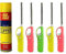 OBD 5 x Refillable BBQ Lighter Safety Gas Adjustable Flame Windproof Candle Lighter Ideal for Kitchen Barbecue Cooking Camping Fireworks (Assorted Colors)
