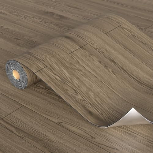 Homease PVC Bodenbelag Selbstklebend Verdickt (0.15cm) Holzmaserung Bodenaufkleber mit Textur, Verschleißfest Wasserdicht Holz Platte Dekorativen Vinylboden für Küche Wohnzimmer Balkon 0.6 x 10 M/6㎡