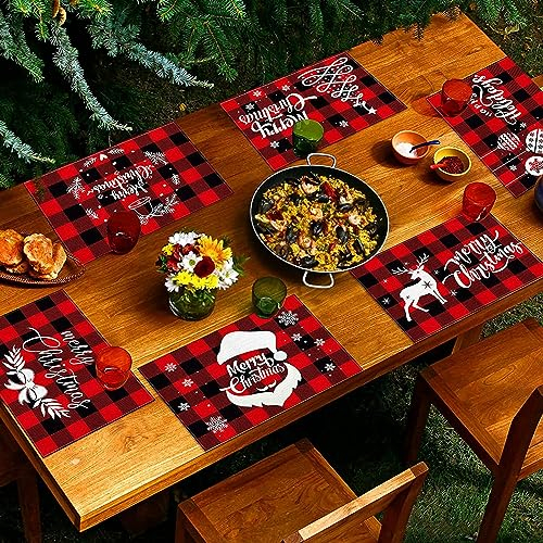 6 Stück Weihnachts Tischsets Weihnachten Platzsets Weihnachten Platzsets Wasserdichtes Weihnachts Tischsets für Esstisch Dekoration 45.5 * 30cm