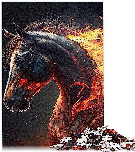 Schwarzes Pferd Puzzle 1000 Teile für Erwachsene Premium 100% recyceltes Brett Entspannungspuzzlespiele-Brain Teaser Puzzle 10,27 x 14,96 Zoll