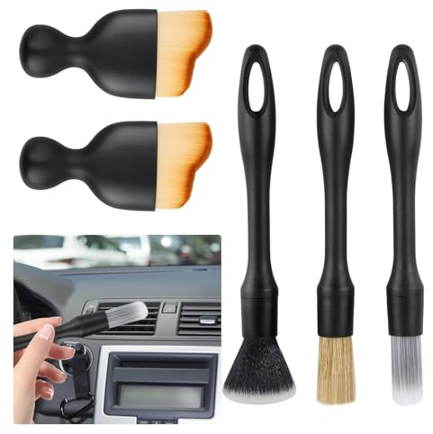 VFANDV Cepillo Limpieza Coche, 5 Piezas Limpieza Coche Interior Cepillo Limpieza Coche Cepillo para Rejillas de Ventilación de Automóviles y Salpicaderos (5pcs - 4 Estilos)