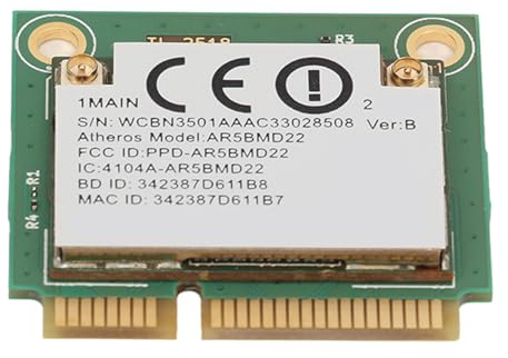 ASHATA Tarjeta de Red 5G, Adaptador WiFi de Interfaz Mini PCIe, 2,4 GHz 5 GHz 300 Mbps BT 4.0 Tarjeta Inalámbrica Plug and Play 5G para Computadora Portátil Win 7 8 10