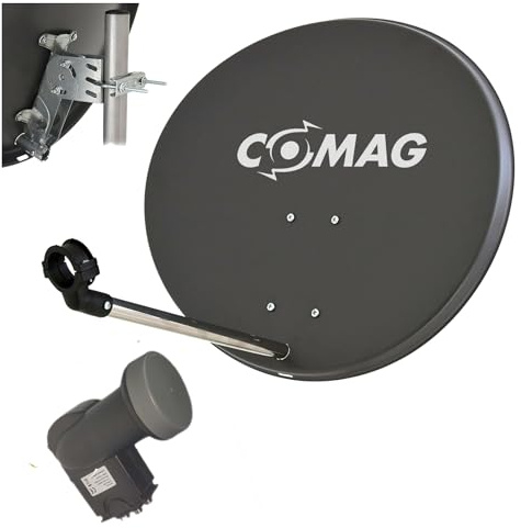 Comag 57cm 4 Teilnehmer Sat-Anlage Stahl anthrazit Quad LNB (UHD 4K)
