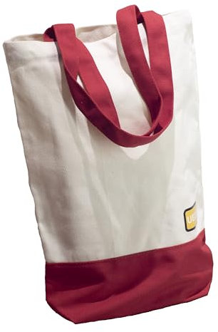 UBUYI Baumwolltasche 20x42x10 cm, 450 g/m2 Dicke Einkaufstasche Stoffbeutel, Faltbar, Lange Henkel Tragetasche, Damen Student (Rot)