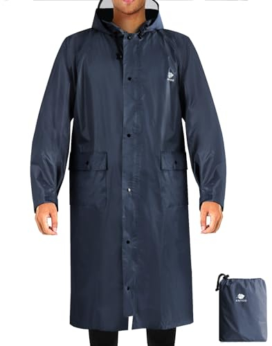 ANYOO Wasserdicht Regenmantel Radfahren Regen Poncho Portable Leichte Regenjacke Mit Kapuze Fahrrad Compact Regen Cape Wiederverwendbare Unisex für Backpacking Camping Outdoors,Grau,Einheitsgröße