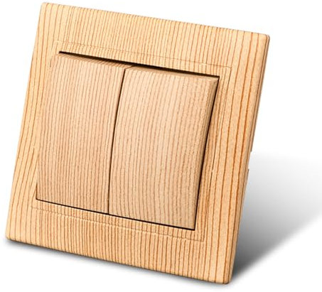 Kipplichtschalter, Holzmaserung, 2 Fächer, 1-fach, mechanischer Wandschalter, 86 mm, Standardschalter, 10 A, 250 V