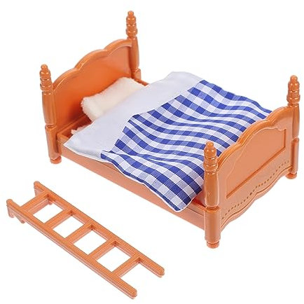 Vaguelly 1 Satz Bettmodell Mini-Puppenhaus Ornamente Puppenhaus-Miniaturen Möbel Modelle Mini-Hausbett Miniatur Bett dekor Haushalt Etagenbett Puppenbett schmücken ob11 Kunsthandwerk Stoff
