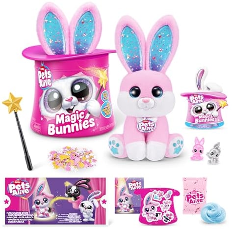 Pets Alive Magic Bunnies de ZURU Juguete mágico Interactivo Sorpresa para desempaquetar electrónico de Peluche (Pink)