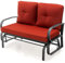 COSTWAY 2-Person Outdoor Glider Bench, Patio Double Swing Rocking Chair with Cushions, Steel Frame Garden Loveseat Relax Gliding Chair for Balcony, Porch and Poolside (Brick Red, 123 x 67 x 87cm)