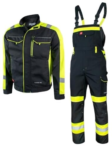 KEILOR Arbeitsoverall-Set Herren Arbeitsjacke und Latzhose mit Kniepolstertaschen Herren Latzhose Schutzanzug Arbeitsanzug Schutzanzug, strapazierfähige Arbeitskleidung Größe 58