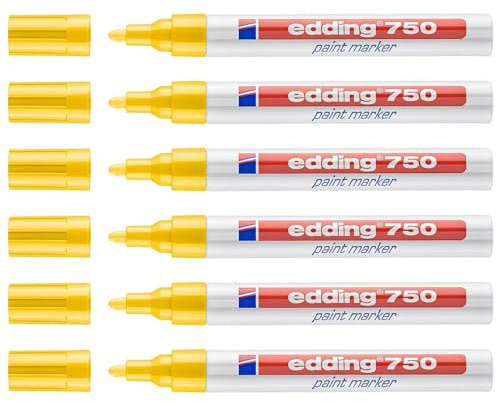 EDDING 6 Stück Farbmarker 750 Gelb, Rundspitze 2-4 mm