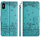Generic Case for iPhone X/XS Phone Case, Embossed Cute Cats PU Leather Flip Case with Card Holder and Magnetic Closure, Blue