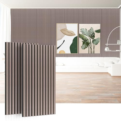 Slat Wood Wall Panels 47.2 x 23.6 Acoustic Wall Panels 2 PCS Wood Panels for Walls Wood Slats Wall Panelling for Living Room (walnut)