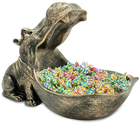 Nilpferd Statue Schlüsselschale, Groß Mund Figur Schlüssel Schale, Nilpferd Schale Schmuck Aufbewahrungsbox, Nilpferd Skulptur, Tischdekoration für Wohnzimmer, Dekoration, Geschenke (Kupfer Farbe)