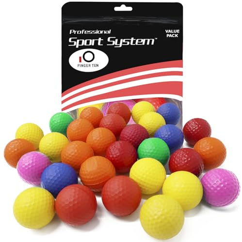 FINGER TEN Practice Foam Golf Balls Soft,12/24 Pack | Indoor Outdoor Home Backyard Use,Dimpled Design Real Feel Training, Lightweight Safe Practice, Durable Elastic Long Term Use