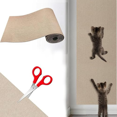 Sofa Scratch Protectors - Cat Scratch Mat With Self-Adhesive, Protects Furniture & Carpet (11.81 x 39.37) (Khaki)
