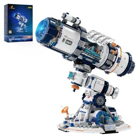 JMBricklayer Space Telescope Klemmbausteine Bausätze für Erwachsene, Weltraumteleskop Bausteine mit Lichtern 70009, Weltraumerkundungsteleskop Bausätze zum Sammeln,Geschenkidee ab 8 9 10 Jahre Jungen